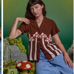 Big Bud Press Brown and White Mushroom Button Down - Pantry Shirt